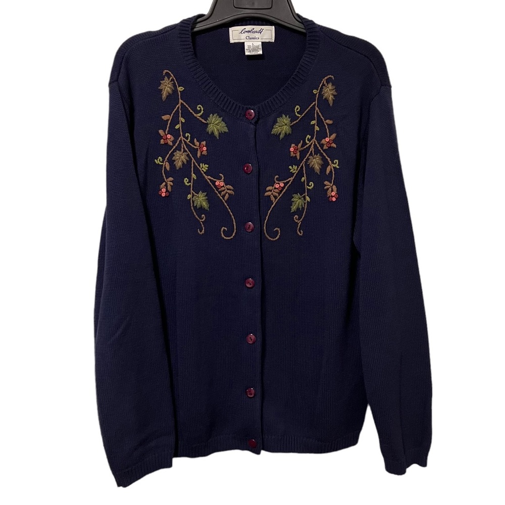 Lombardi Classics Embroidered Floral Cardigan Sweater